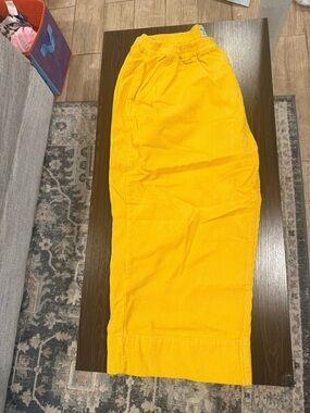 Yellow Corduroy Pants with Elastic Waist